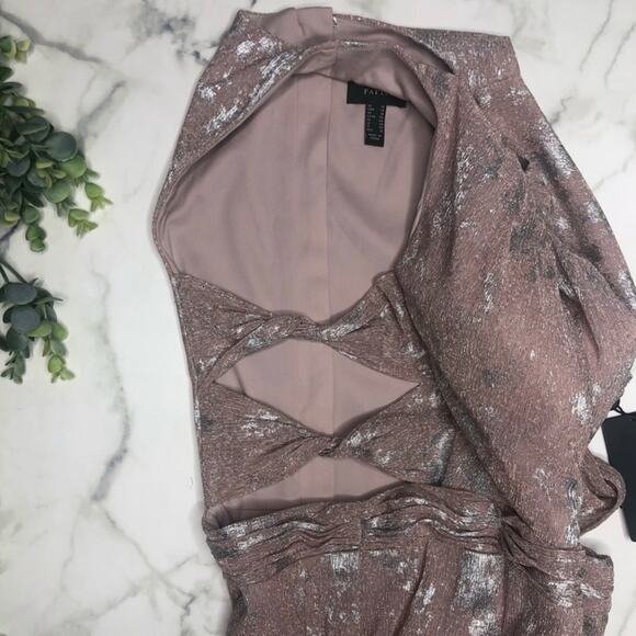 Women’s Formal Dress Size 14 Adrianna Papell Blush Pink Metallic Evening Gown - Picture 6 of 11